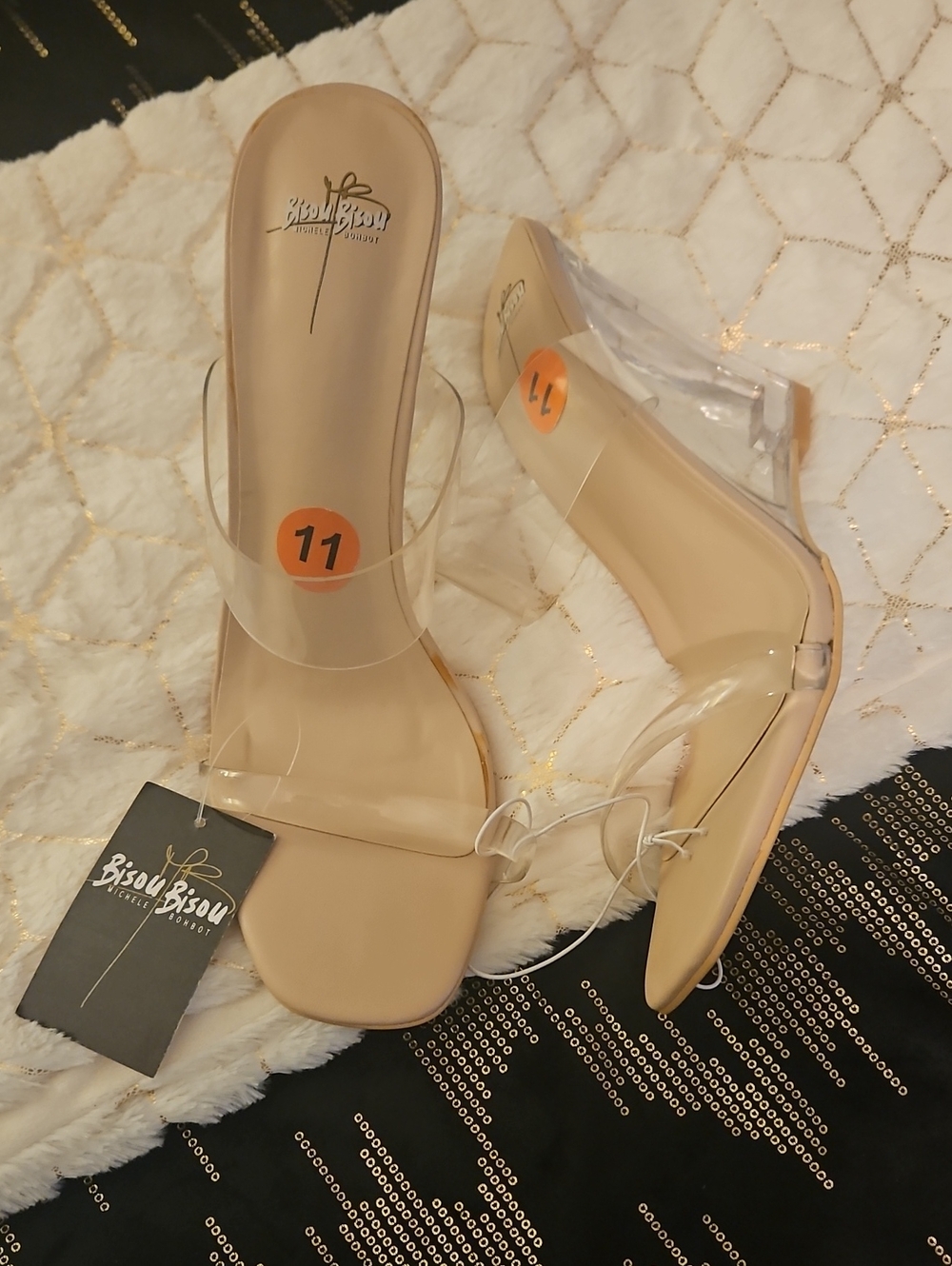 Bisou Bisou Nude Clear Strap Slide Mules